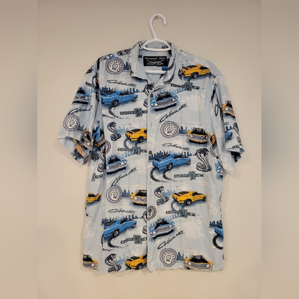 Mustang Cobra Men's Button Down Linen Summer Shirt size Large